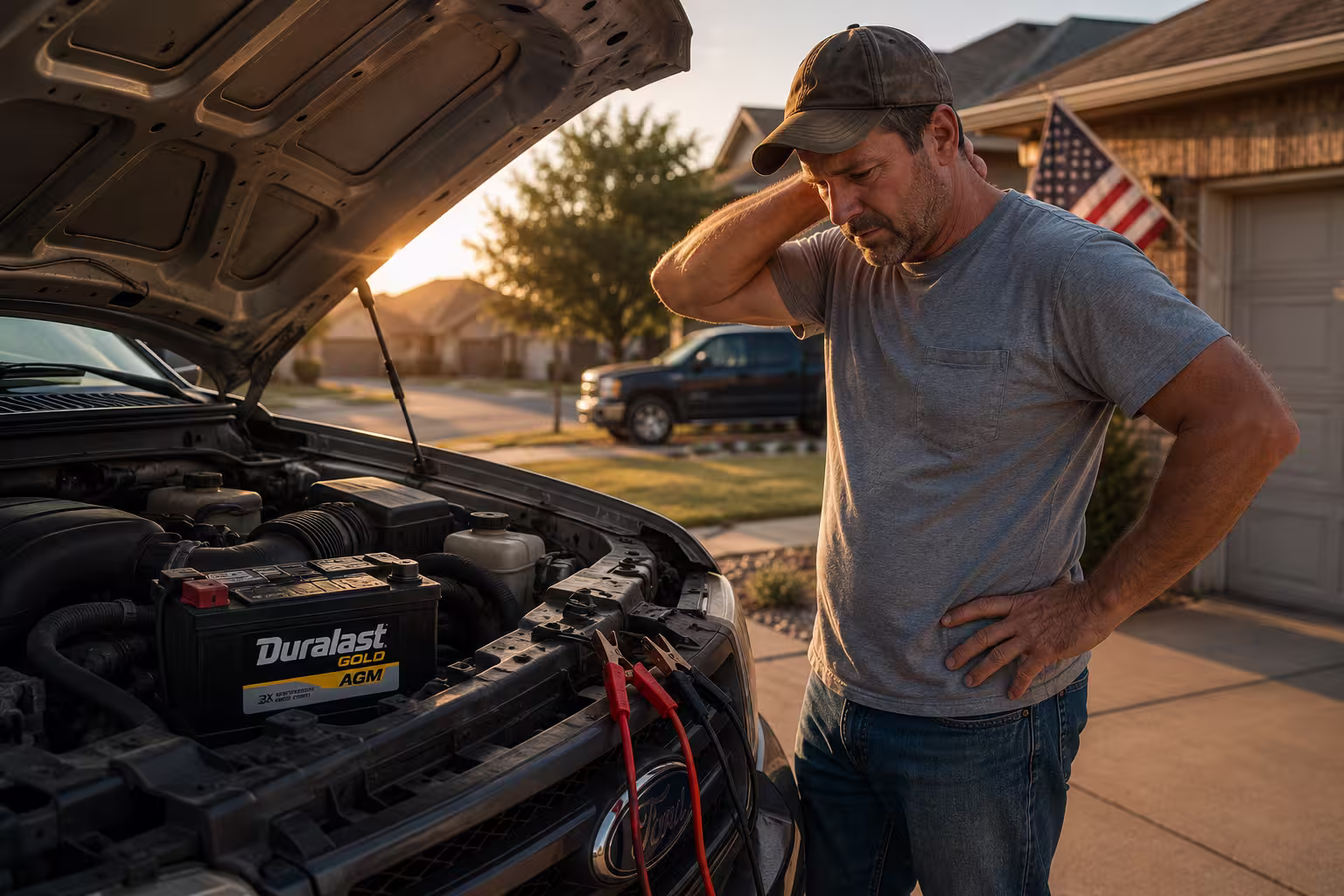 Car battery being tested by a mechanic in the United States — checking voltage with a multimeter